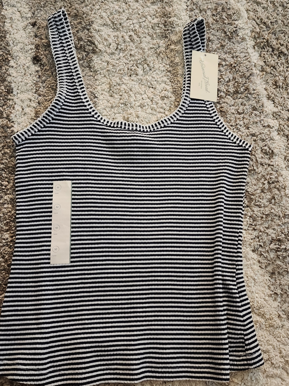 Universal Thread Black & White Striped Ribbed Tank